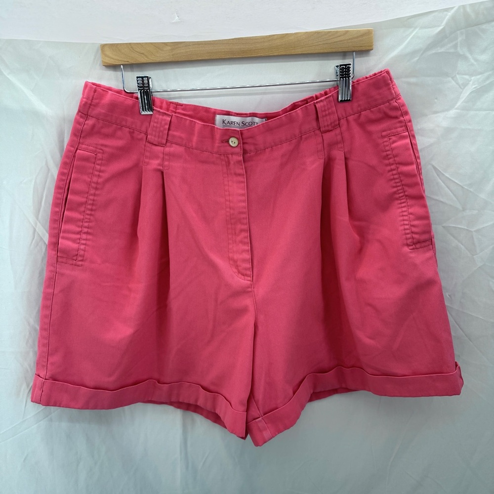 Karen Scott Vintage 90's Ultra High Rise Pleated Shorts Coral Pink Size 14